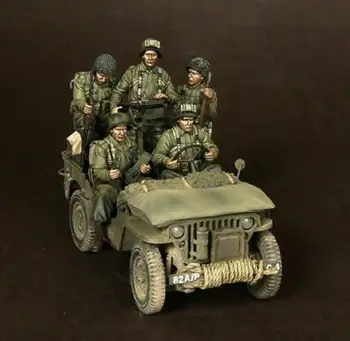 1/35 5Pcs Harpiks Figur Modell Kit AMERIKANSKE Soldater Mannskap Hæren INGEN BIL WW2, Umalt