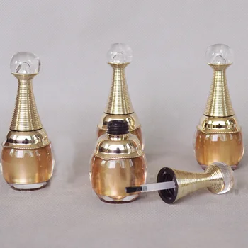 10ml kapasitet midje tromme form gull farge akryl materiale neglelakk flaske med pensel og cap