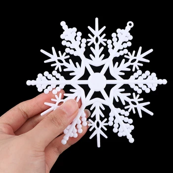 12 Kronblad Plast Hvit Snowflake Flak Juletre Dekorasjon Snowflake Anheng Xmas Tree Hengende Ornament