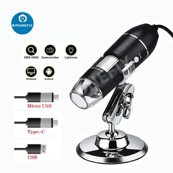 1600X Digitalt Mikroskop Kameraet Type-C USB-Bærbar Elektronisk Mikroskop Med 8 LED-Endoskop Kameraet Forstørrer for Telefonen Reparasjon