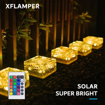 16Color 4LED Super Bright Solar Hage Lys Utendørs Vanntett Murstein Ice Cube Bakken Lampe for Hagen Verksted Vei Dekorasjon