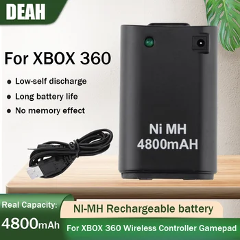 1pcs 4800mAh NI-MH Oppladbar batteripakke + USB Lader Kabel For XBOX 360 Wireless Controller Spillkontroller nye Batterier