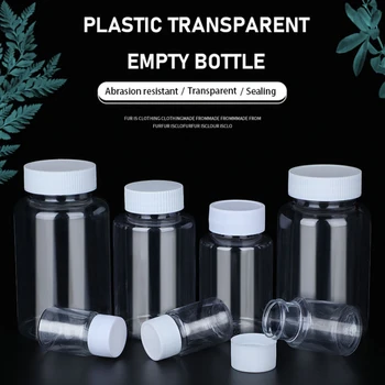 1PCS Plast transparent stor munn tom flaske forseglet kapsel dosering flaske Solid Pulver Medisin Pille Ampulle Container