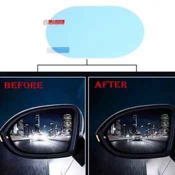 2 stk PET+Nano Belegg Oval Bil Auto Anti Fog Regntett sladrespeil Beskyttende Film Tilbehør Rain Beskyttelse