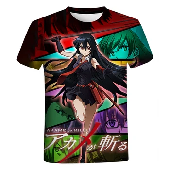 2021 Menn Kvinner Mote 3D-Print Anime Akame Ga Drepe T-skjorte O-Hals kortermet T-Skjorte Fashion Harajuku Tees Topper Oversized