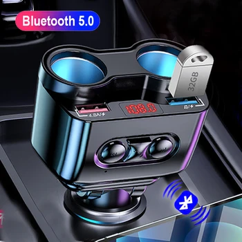 2022 Bluetooth 5.0 FM-senderen Handsfree Bil MP3-Spiller 4.8 En Dual USB-Rask Lader 2 sigarettenner Strøm Adapter