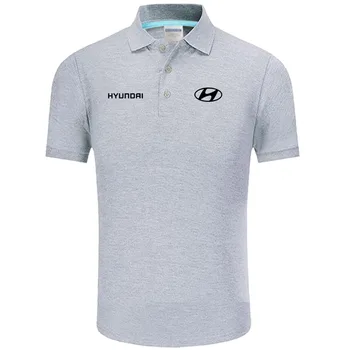 2022 Sommer Polo Skjorte Hyundai-logo Merke Menn Mote Bomull Korte Ermer Polo Skjorter Solid Jersey Topper Tees