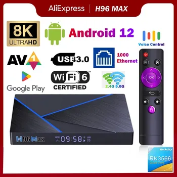 2023 Smart-TV-Boks Android 12 H96 Maks V56 8K 2.4 G 5G WI-fi 8G 64GB Rockchip RK3566 Google Play 1000M Ehernet Set-Top-Boks-TV-BOKS