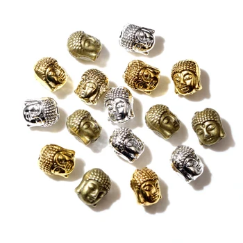 20pcs 7*7*9 mm Antikk Bronse Gull Sølv Belagt Buddha Hode Avstandsstykke for overflatemontering-Perler-Charms For Diy Beaded Armbånd Smykker Håndlaget som Gjør