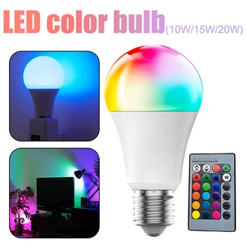 220V E27 LED RGB-Pære Lys 10W 15W 20W RGBW Lampe IR-Fjernkontroll Spotlight Pære Smart Farge Endring LED Lampe Hjem Bar Innredning