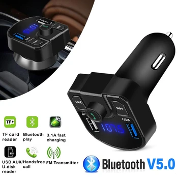 3.1 EN USB AUX FM-Sender for Trådløse Bluetooth-Bilmonteringssettet Håndfri-Dual USB Lader Telefonen Bil Sigarett Plugg TF-Kort 3.5 mm Audio