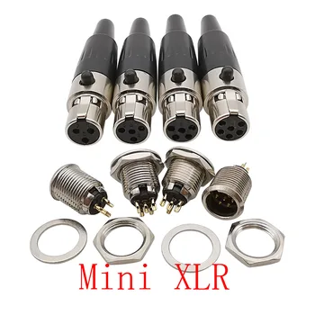 3/4/5/6 Pin Mini XLR-Kvinnelige Jack/Mannlige Plug Chassis Panel Mount Socket Audio Mikrofon Lodding-Kontakt Mini-XLR-Adapter