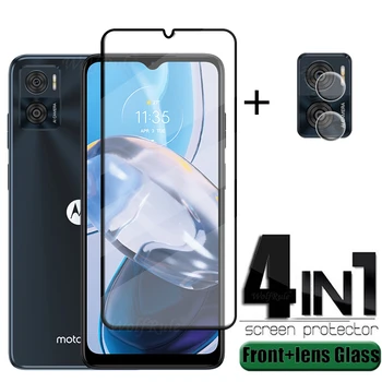 4-i-1 For Moto E22 Glass For Motorola Moto E22 Herdet Glass Full Lim Dekke 9H skjermbeskytter For Moto E22i E22 Objektiv Glass
