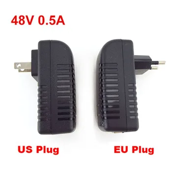 48V DC 0.5 ET 24W Poe strømforsyningsadapter Injektor Til å Slå på Wi-fi Vegg Plugg for IP-Kamera CCTV Overvåkning OSS/EU-Plugg 100-240V