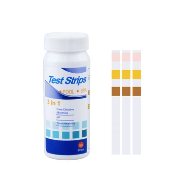 50 Strimler/Flaske 3-i-1 Test Strips Multipurpose Klor, PH Test Strips For SPA-Svømmebasseng Vann Tester Papir