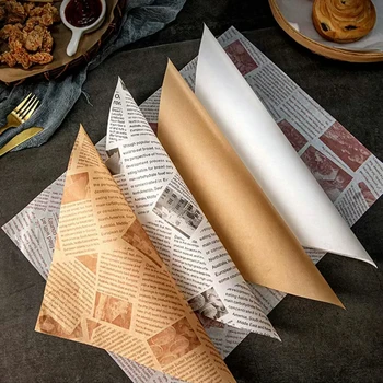 50pcs Olje-Bevis Voks Papir Mat Wrapper Papir Brød Sandwich Burger Frites Innpakning Rask Mat Brød Oilpaper Baking Verktøy