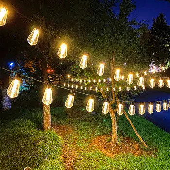 6.5 m 30LEDS Solar String Fairy Lys Utendørs Patio Lampe 8-Modus Splintsikre S14 LED-Pærer Værbestandig Hengende Hage Garland