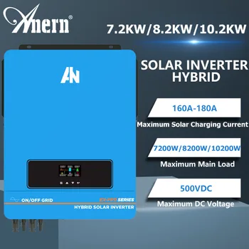 7200W 8200W 10200W På og Av Rutenettet Solar Inverter Hybrid MPPT 160A 180A 230V Pure sinusbølge 48V DC for Batterilader
