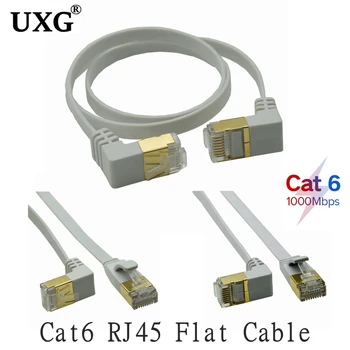 90 Graders Vinkel RJ45 Ethernet-Kabel Cat6-Lan-Kabel RJ 45 Flatskjerm-Nettverk Kabel Patch Cord for Modem Router TV Patch Panel PC Bærbar