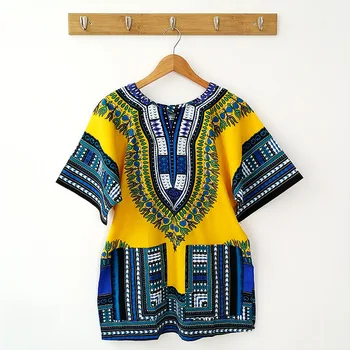 Afrikansk Tradisjonell Print Bomull Dashiki T-skjorter Mote t-skjorte T-Skjorte For Menn Kvinner Unisex-Korte Ermer-Afrika Klær Topper