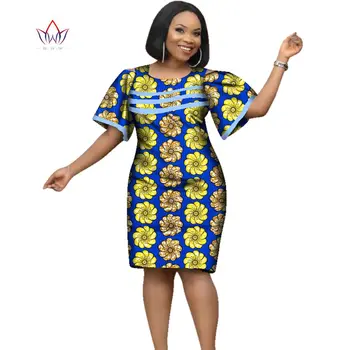 Afrikanske Kjoler for Kvinner Afrikanske Bomullsdyner / - Voks Ut Kjoler Dashiki Kvinner med Korte Ermer og O-hals Office Pencil Dress WY2353