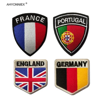 AHYONNIEX 1PC Tyskland, Frankrike, Portugal England Landets Flagg Flekker Shield Personlighet Spesielle Armbånd Ryggsekk Klistremerker DIY