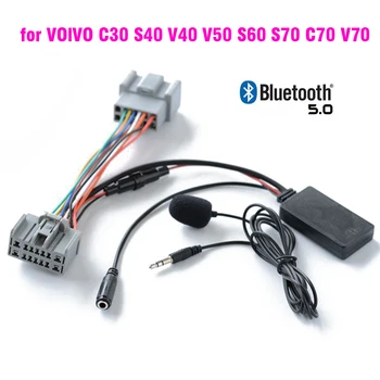 Bil Bluetooth 5.0 Trådløs Anrop Håndfrienhet AUX-In Adapter for VOlVO C30, S40 V40 V50 S60 S70 C70 V70 XC70 S80 XC90 Med Mic