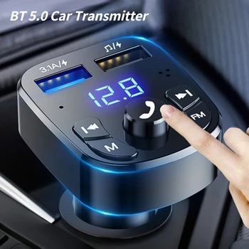 Bil-Hands-free Bluetooth-compaitable 5.0 FM-Senderen Bilmonteringssettet MP3-Modulator-Spiller Håndfri-Audio-Mottaker 2 USB-Rask Lader