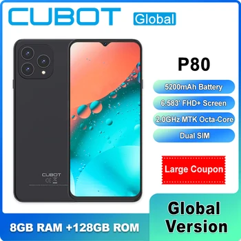 Cubot P80 6.583' FHD - + - Skjerm Smarttelefon 8GB RAM+256 GB ROM-Android 13 48MP Kameraet NFC 5200mAh Batteriet 2023 Global Versjon