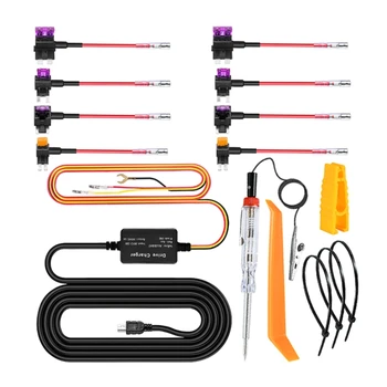 Dashcam Hard Wire Kit, Mini-USB Hard Wire Kit Sikring for Dashcam 12V-24V til 5V Bil Dashcam Kameraet Lader Strømkabel