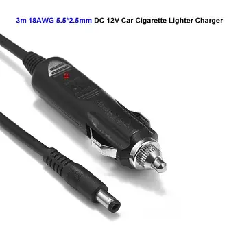 DC12V-24V 5,5 mm 2,5 mm Bil Auto sigarettenner strømadapteren 18AWG 2/3m Kabel For LED-Stripe Lys Bil Massasje Pute