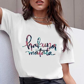 Disney Hakuna Matata Lion King Kvinner T-skjorte Gratis Frakt Spania Streetwear Mote Camiseta Mujer Sommeren Liv Komfortable Enkel T-skjorte