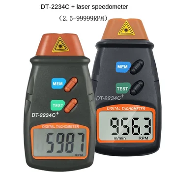 DT2234C+ Håndholdt LCD Digital Mini-Ikke-ta kontakt med Laser Foto Turteller Med Bag RPM Speed Måling Meter Verktøy Speedometer