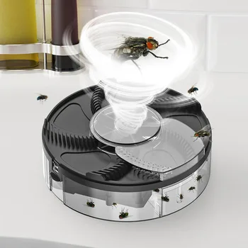 Elektrisk Fly Felle 1200mAh USB Oppladbar Automatisk Fluesnapperen Sikkerhet Rotasjon Pest Catcher Enheten Rolig Innendørs Insekt Avvise