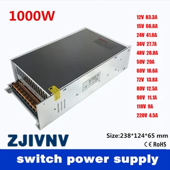 Enkelt Utgang 1000W Bytte Strømforsyning 12V 15V 24V, 36V 48V 50V 60V 72V 80V 90V 110 V 220 V AC110V eller 220V DC SMPS