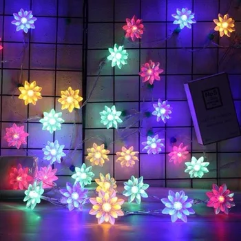 Fairy Lotus Lys Streng LED Blomst Blomst Garland Lys på Batteri for Bryllup Christmas Ramadan Bar KTV Dekorasjon