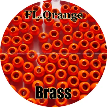Fluorescerende Oransje Farge, 200 Messing Perler, Forsenket, Fly Tying, Fiske