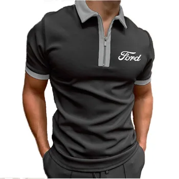 Ford bil logo print 100% Bomull Store menn 's T-skjorte golf skjorte 2023 Sommeren nye pustende high-end Merket menn' s T-skjorte