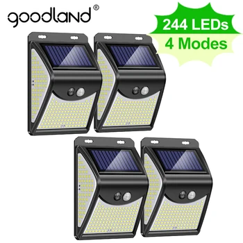 Goodland 244 222 Solar LED Lys Utendørs Solenergi-Lampe Med bevegelsessensor Solenergi Drevet Sollys-Spotlights For Garden Decoration