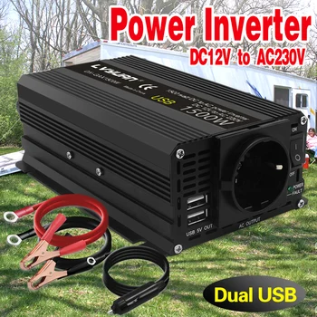 Inverter 12V-220V 50HZ 1500 W toppeffekt Bil Inverter 2 USB-EU-AC-Uttak Power Inverter ac инвертор 12v-220v инвертор 인버터