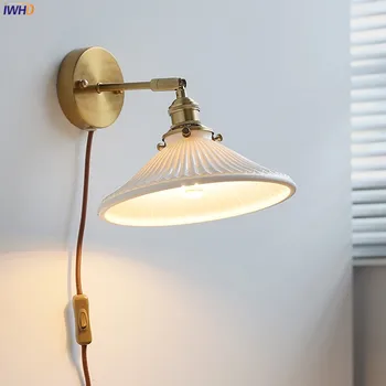 IWHD Nordiske Moderne LED Vegg Lys Sconce Inventar Keramiske Lampeskjerm EU US Plug Bytte Soverom Stue Ved siden av Lampen Applikasjon