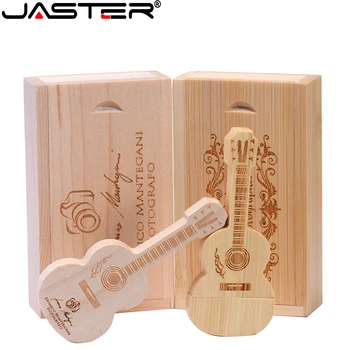 JASTER Tre Gitar USB-flash-stasjoner 128GB Gratis Custom Logo Pen drive 64 GB Trekasse Memory Stick Musikk Kreativt Bryllup gave