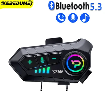 Kebidumei YP10 Trådløs Bluetooth5.3 Motorsykkel Hjelm Headset Handsfree-Ring Kit Vanntett Musikk Spiller Høyttaler Øretelefon