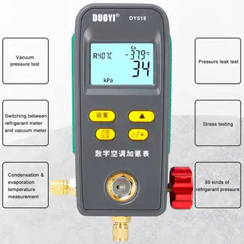 Kjøling Digital Manifold Måle Bil Air Conditioner Trykk Temperatur Elektronisk Manometer Manometer Tester for R134a R32