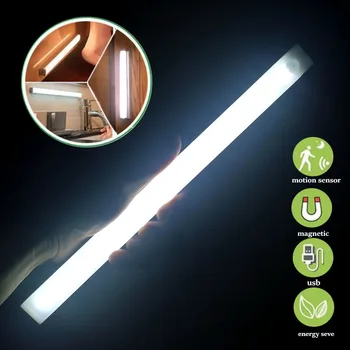 LED Natt Lampe Trådløs Kjøkken Under Skap Lys USB Oppladbar PIR Motion Sensor-Garderobe Garderobe Lampe Aluminium Natt Lys