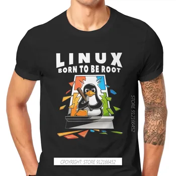 Linux Operativsystem Pingvinen Mann T-Skjorte Vinduet Krasjer Rot Illustrasjon Mote T-Skjorte Grafisk Gensere Ny Trend Tees