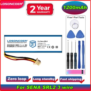 LOSONCOER 1200mAh For Sena SRL2 2 Wire 3 Wire Koble Bluetooth-Headset SRL 2 Batteri