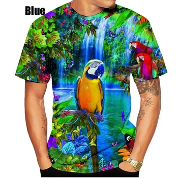 Menn/kvinner Mote Bird T-Skjorte 3D Papegøye Dyr Print T-Skjorte Nyhet Stilig Personlighet Short Sleeve Tee