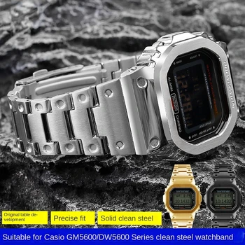 Menn ' s Golden black Metal Se Stropp 16mm For Casio G-SHOCK GM-5600 DW5600 GW-M5610 metall Rustfritt stål Armbånd watchband