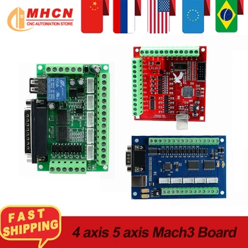 MHCN RU EU lager Mach3 CNC-Kontrolleren Styret 4 akse 5 akse Strøm av USB-100Khz Bevegelse Kort Støtte Stepping Servo Motor